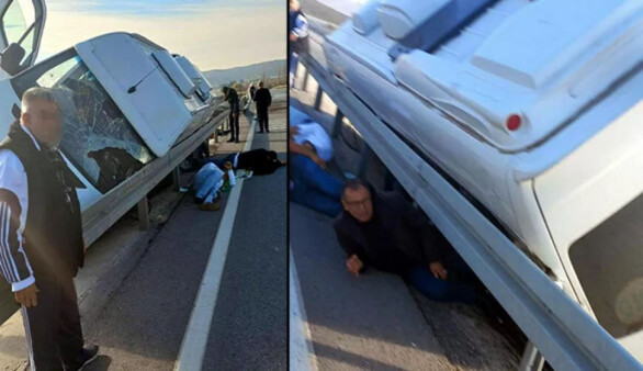 Bergama'ya maça gelen Osmaniyespor taraftarlarını taşıyan minibüs kaza yaptı! 1 ölü, 9 yaralı