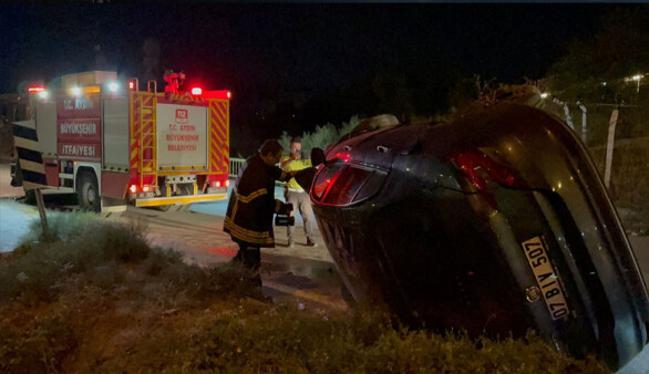 Söke'de otomobilin devrilmesi sonucu 2 kişi yaralandı