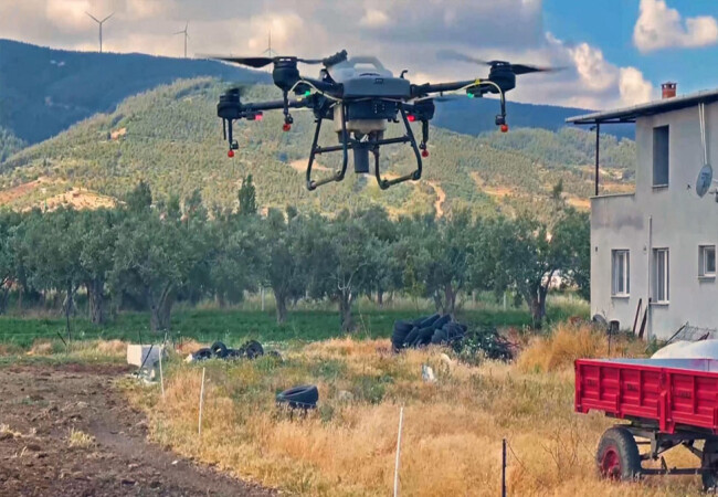 Kınık'ta uçkunla mücadelede zirai drone kullanılıyor